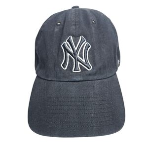 ’47 Brand NY Yankees Dad Hat Black Strapback MLB Cap Unisex OSFA Indie Sleaze‎